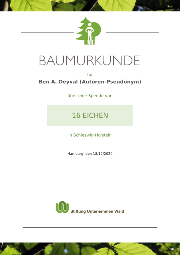 Baumurkunde für Ben A. Deyval